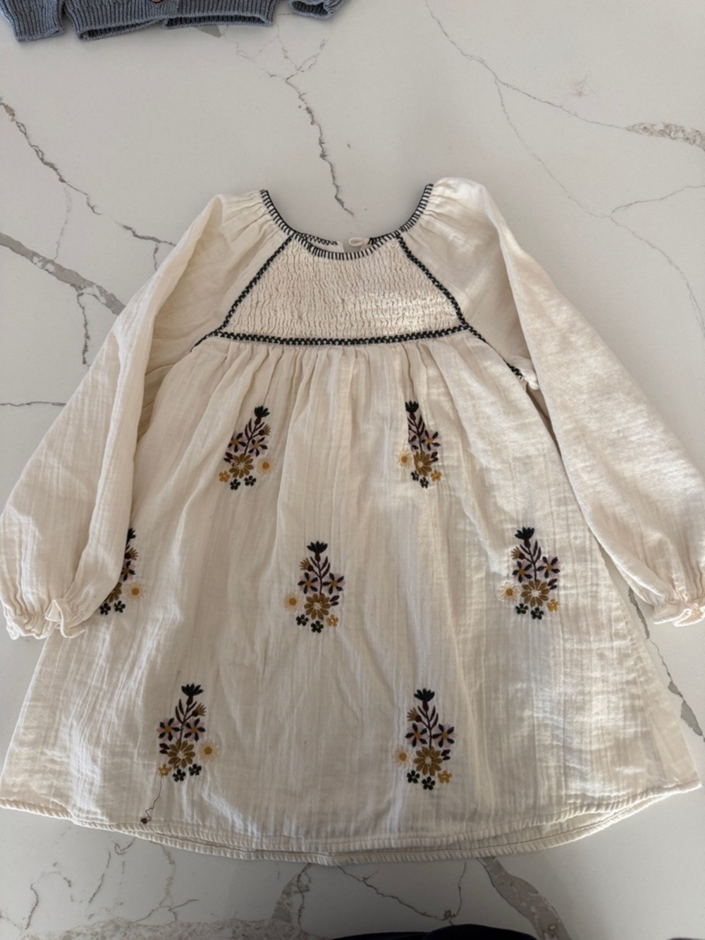 Zara Cream Dress with Floral Embroidery